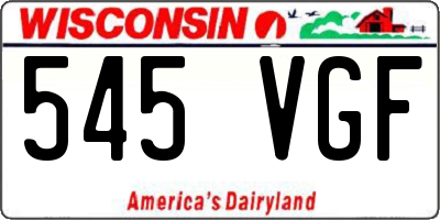 WI license plate 545VGF