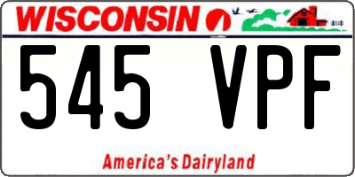 WI license plate 545VPF