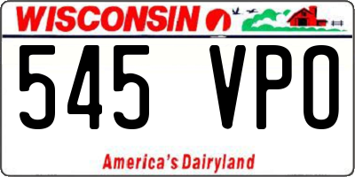 WI license plate 545VPO