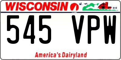 WI license plate 545VPW