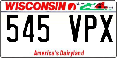 WI license plate 545VPX