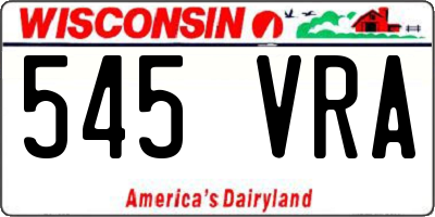 WI license plate 545VRA