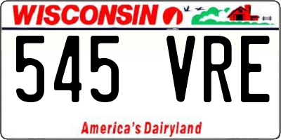 WI license plate 545VRE