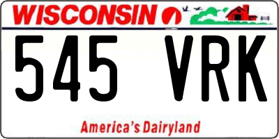 WI license plate 545VRK