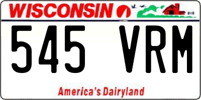 WI license plate 545VRM