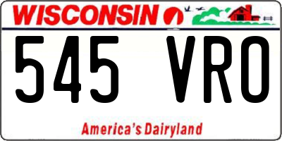 WI license plate 545VRO
