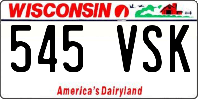 WI license plate 545VSK