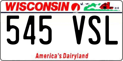 WI license plate 545VSL