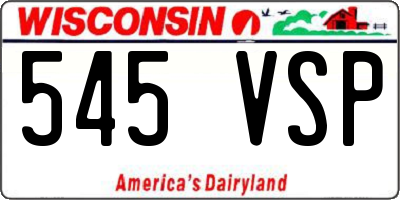 WI license plate 545VSP