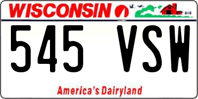 WI license plate 545VSW