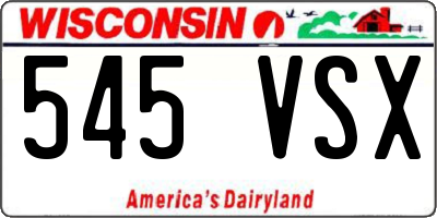WI license plate 545VSX