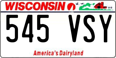 WI license plate 545VSY