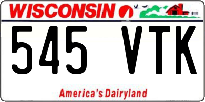 WI license plate 545VTK