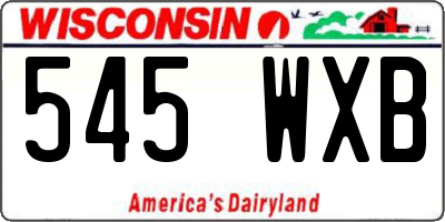 WI license plate 545WXB