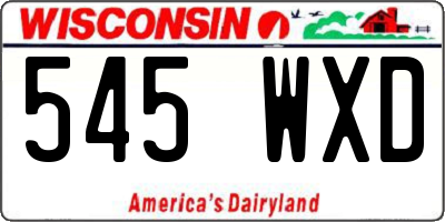 WI license plate 545WXD