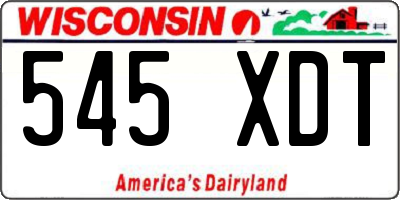 WI license plate 545XDT