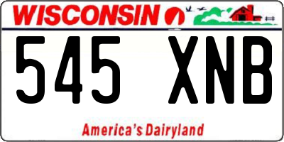 WI license plate 545XNB