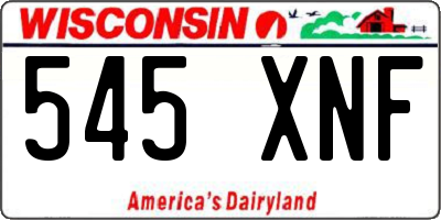 WI license plate 545XNF
