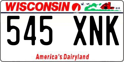 WI license plate 545XNK