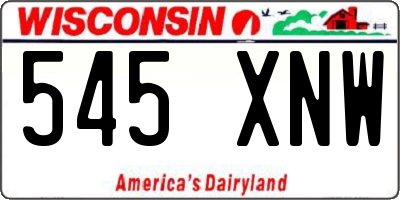 WI license plate 545XNW