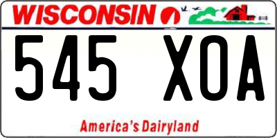 WI license plate 545XOA