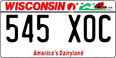 WI license plate 545XOC