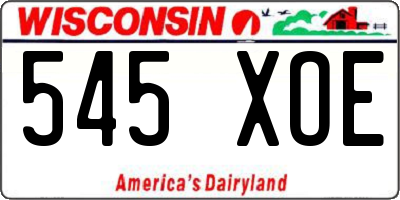 WI license plate 545XOE