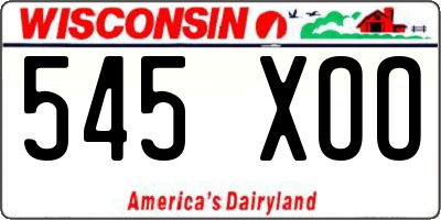 WI license plate 545XOO