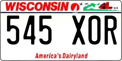 WI license plate 545XOR