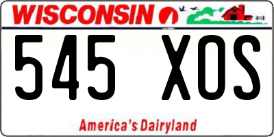 WI license plate 545XOS