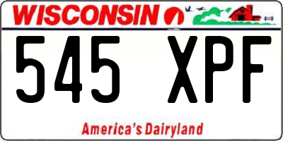 WI license plate 545XPF