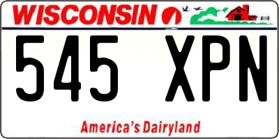 WI license plate 545XPN