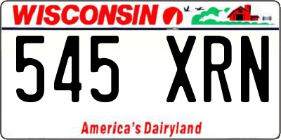 WI license plate 545XRN