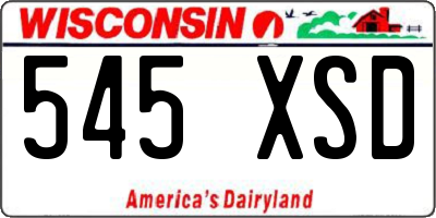 WI license plate 545XSD