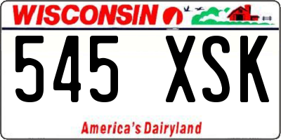 WI license plate 545XSK