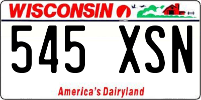 WI license plate 545XSN