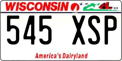 WI license plate 545XSP