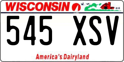 WI license plate 545XSV