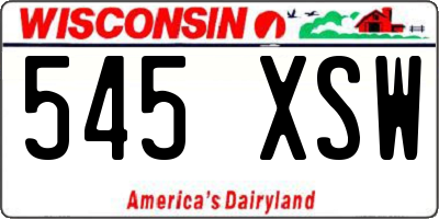 WI license plate 545XSW