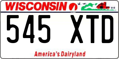 WI license plate 545XTD