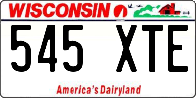 WI license plate 545XTE