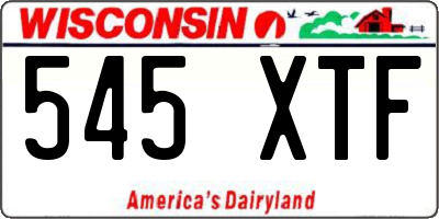 WI license plate 545XTF