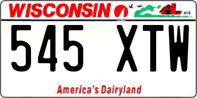 WI license plate 545XTW