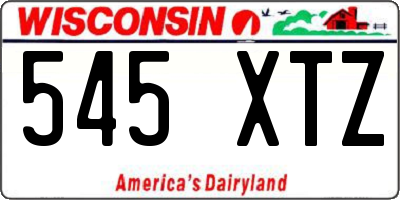 WI license plate 545XTZ