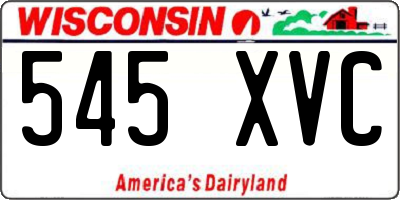 WI license plate 545XVC