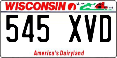 WI license plate 545XVD