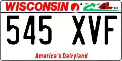 WI license plate 545XVF