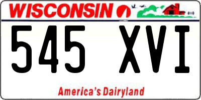 WI license plate 545XVI