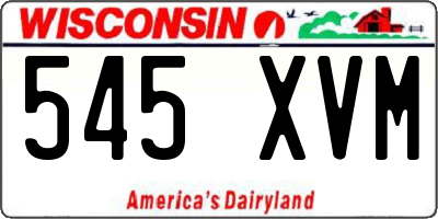 WI license plate 545XVM