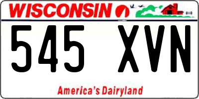 WI license plate 545XVN